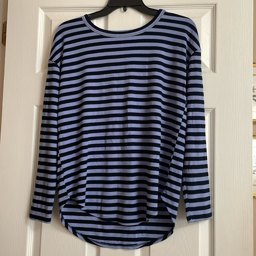 Lou & grey light blue and navy striped long sleeve shirt